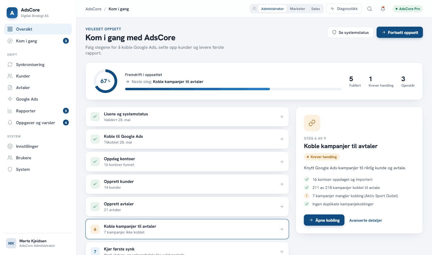 Guidet oppsett av AdsCore i WordPress