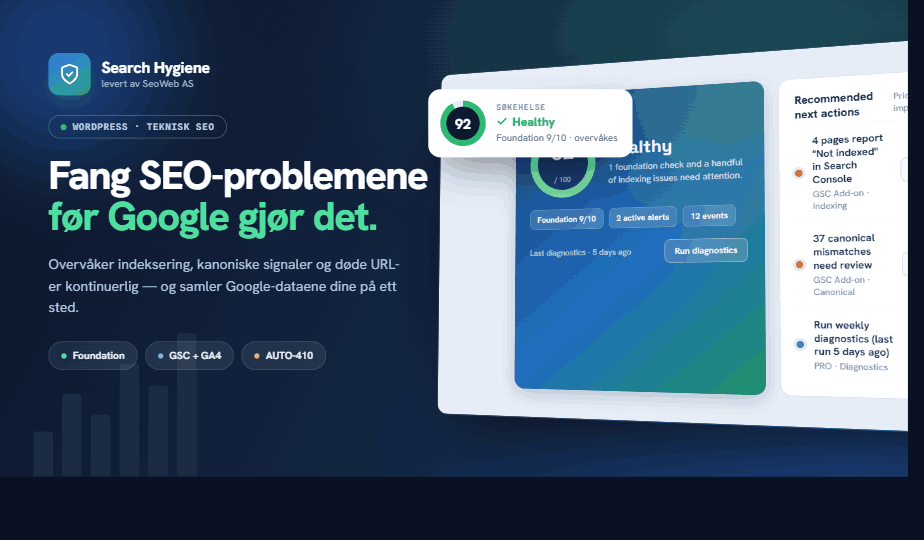 Search Hygiene – kontrollsenteret for teknisk søkehelse i WordPress