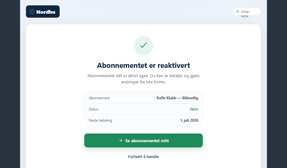 Reaktivert på sekunder