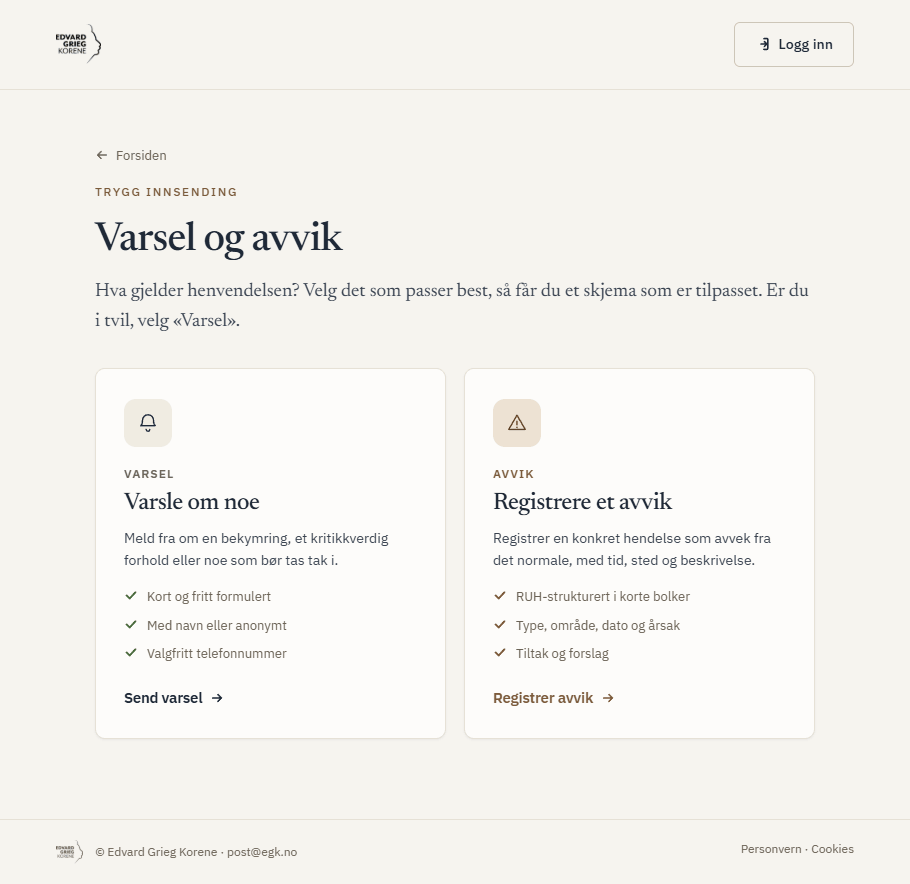 Valg mellom varsel og avvik