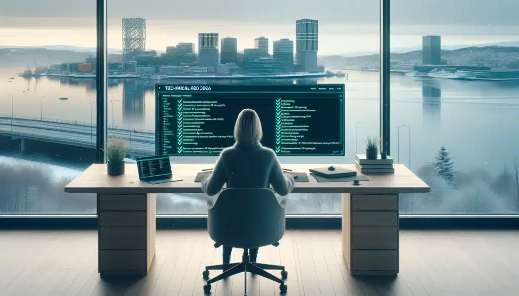 Norwegian seo specialist reviewing a 2026 technical seo checklist in oslo